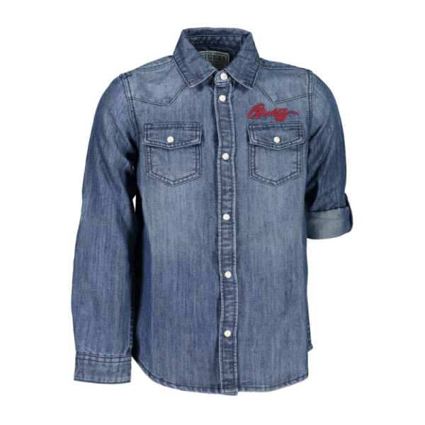 Camicia Guess Jeans bambina blu a maniche lunghe – Cotone morbido e logo frontale – Stile casual chic