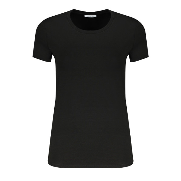 T-Shirt Donna Patrizia Pepe Nera Maniche Corte Girocollo con Strass e Logo - Cotone Organico Glamour ed Eleganza Made in Italy
