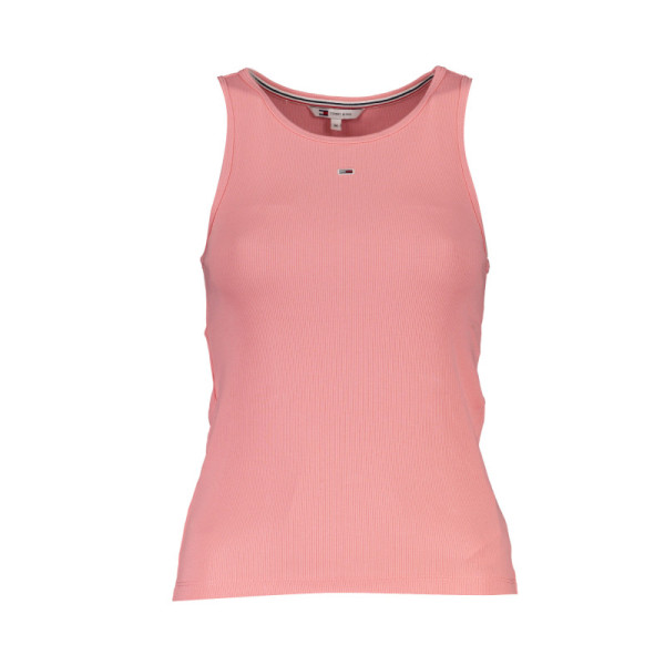 Top Canotta Rosa a Costine Logo Centrale