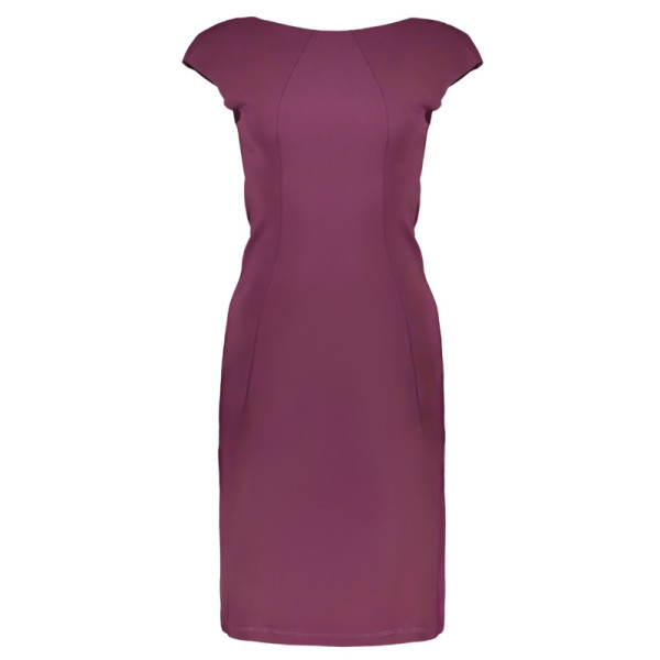Patrizia Pepe Abito Classico Donna Viola - Spalline Larghe con Scollo a Barca e Logo - Elegante Design Made in Italy
