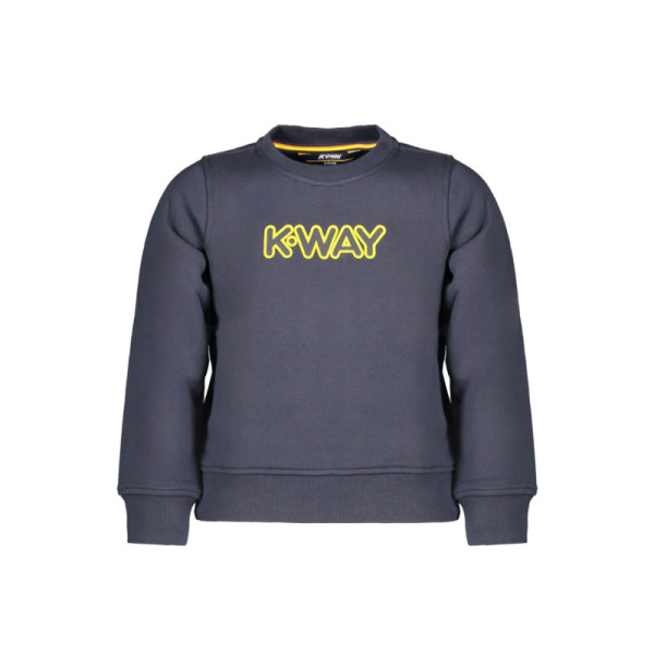 Felpa K‑Way bambino blu – Girocollo in cotone felpato, maniche lunghe, logo frontale e design essenziale