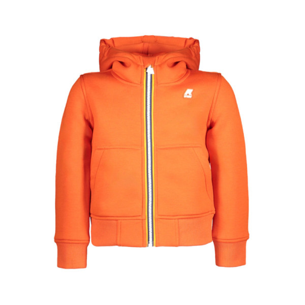 Giacca sportiva K-Way bambino arancio con cappuccio – Tessuto tecnico, zip frontale, tasche e dettagli a contrasto