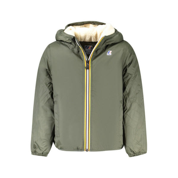 K-WAY giubbotto bambino verde con cappuccio, interno orsetto e zip – Caldo, pratico e dal look sportivo