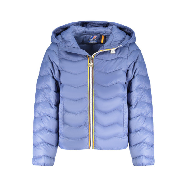 Giubbotto K-WAY bambino blu con cappuccio, dettagli a contrasto e tessuto riciclato – Pratico, sostenibile e alla moda