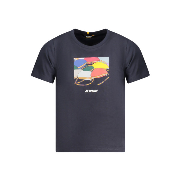 T-Shirt K-Way Maniche Corte Bambino Blu - Maglia Girocollo Casual - Maglietta Estiva con Logo per Tempo Libero