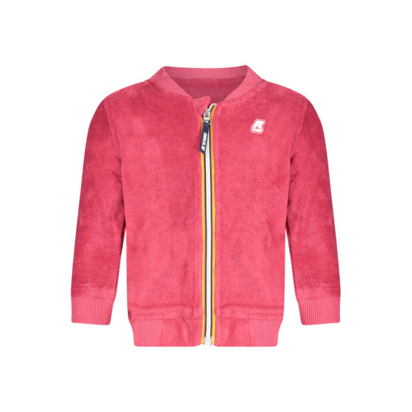 Felpa K-Way bambina rosa con zip – Cappuccio e logo frontale – Stile sportivo e comfort per ogni giorno