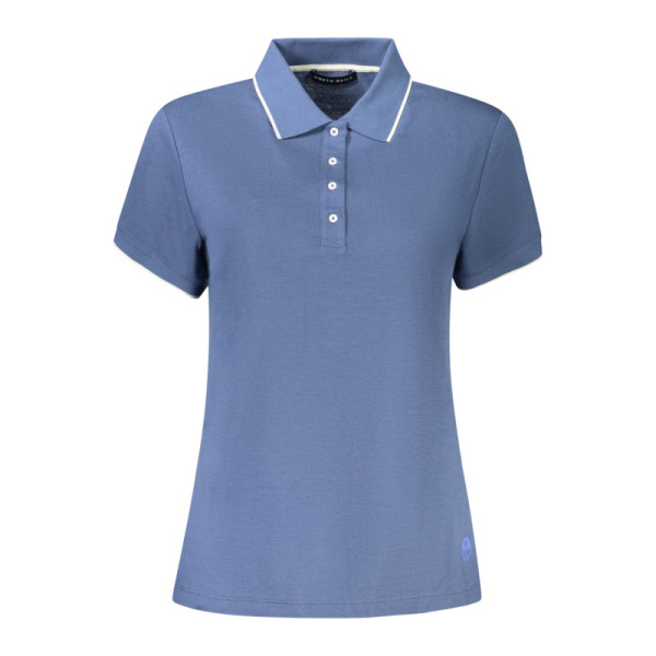 North Sails Polo Donna Blu Manica Corta - 4 Bottoni con Dettagli a Contrasto Stampa e Logo - Design Nautico Femminile
