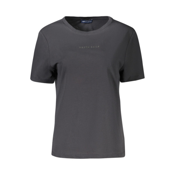 North Sails T-Shirt Donna Nero Manica Corta - Scollo Ampio con Stampa in Rilievo e Logo - Design Nautico Femminile
