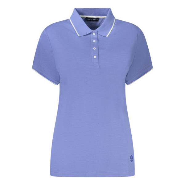 North Sails Polo Donna Blu Manica Corta - Chiusura 4 Bottoni Dettagli a Contrasto con Stampa e Logo - Stile Velico Italiano