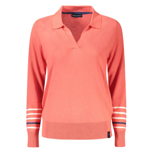 North Sails Maglia Donna Rosa Maniche Lunghe Scollo a V, Dettagli a Contrasto, Logo Iconico - Casual Chic Stile Nautico Elegante