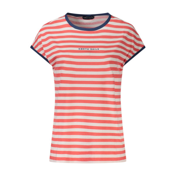 North Sails T-Shirt Senza Maniche Donna Rosso a Righe - Girocollo Dettagli a Contrasto e Stampa in Rilievo - Logo Stile Nautico