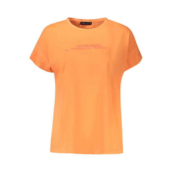 North Sails T-Shirt Donna Arancio Manica Corta - Scollo Ampio con Stampa in Rilievo e Logo - Design Nautico Femminile