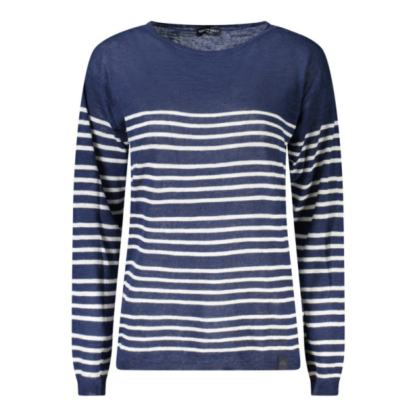 North Sails Maglia Donna Blu a Righe Maniche Lunghe, Scollo Ampio, Logo Iconico - Stile Marinaro Casual Chic Elegante Trendy