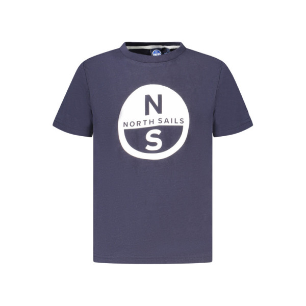 T-shirt North Sails bambino blu a maniche corte con girocollo e stampa logo frontale in contrasto, stile casual e sportivo