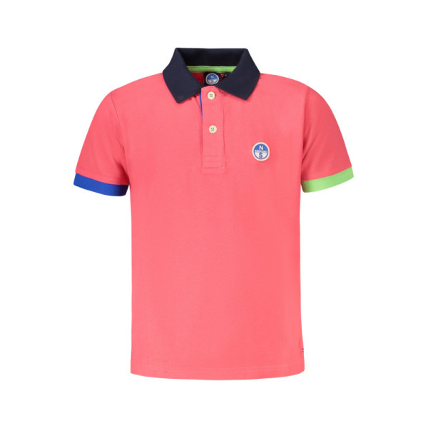 Polo North Sails bambino rosa in cotone piquet con maniche corte, chiusura a 2 bottoni e logo ricamato