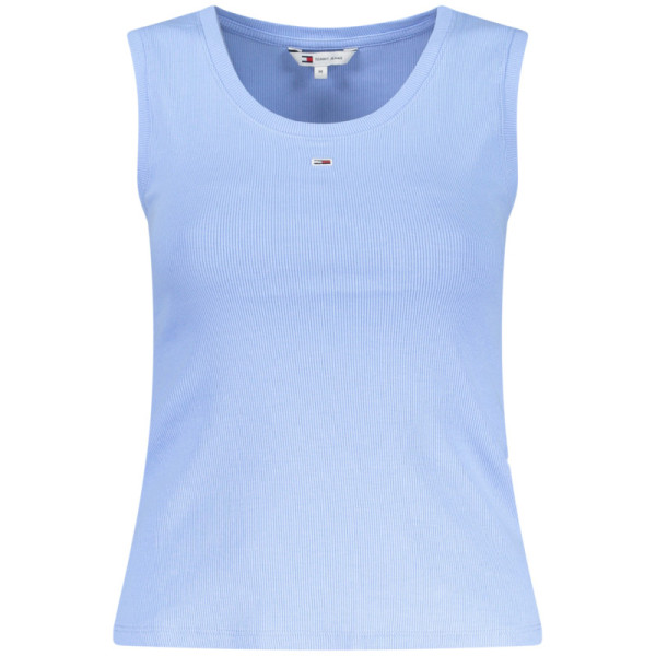 Canotta Tommy Hilfiger Donna Azzurra Scollo Ampio Logo Ricamo