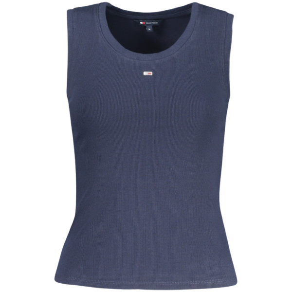 Canotta Tommy Jeans Donna Blu Navy Scollo Ampio Logo Ricamo