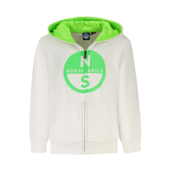 Felpa North Sails bambino bianco – Full zip in cotone felpato – Stile sportivo marinaro con logo ricamato