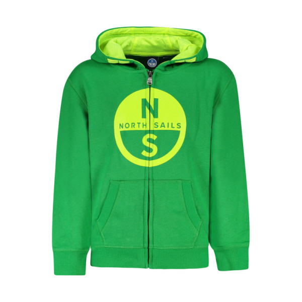 Felpa North Sails bambino verde – Modello con zip in cotone felpato – Stile marinaro casual con logo frontale