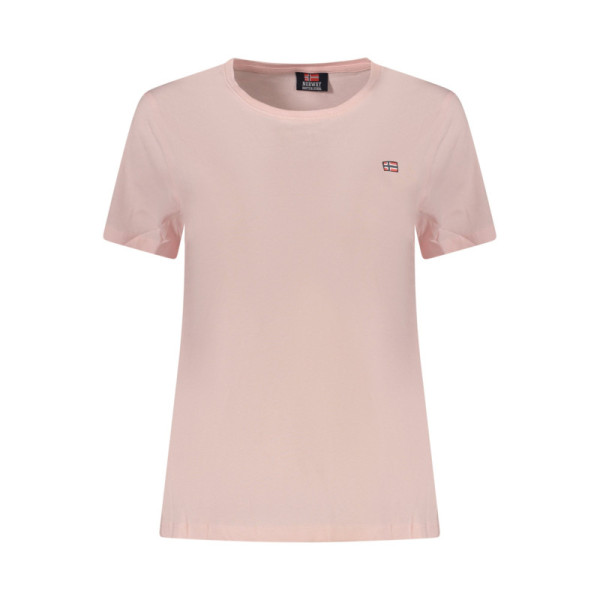 Norway 1963 T-Shirt Donna Manica Corta Rosa - Girocollo con Ricamo e Logo - Design Scandinavo Sportivo e Trendy