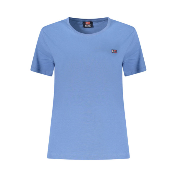 Norway 1963 T-Shirt Donna Manica Corta Azzurro - Girocollo con Ricamo e Logo - Design Sportivo Scandinavo di Qualità