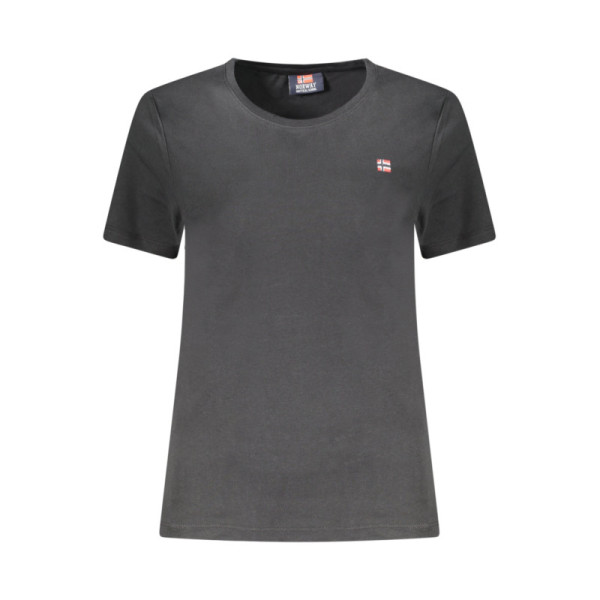 Norway 1963 T-Shirt Donna Manica Corta Nero - Girocollo con Ricamo e Logo - Design Sportivo Scandinavo di Qualità