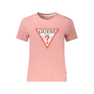 GUESS JEANS T-SHIRT MANICHE CORTE DONNA ROSA