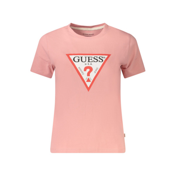 GUESS JEANS T-SHIRT MANICHE CORTE DONNA ROSA