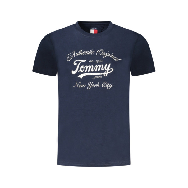 TOMMY HILFIGER T-Shirt Donna Blu | Maniche Corte, Girocollo, Stampa Frontale, Logo Iconico e 20% Viscosa Riciclata