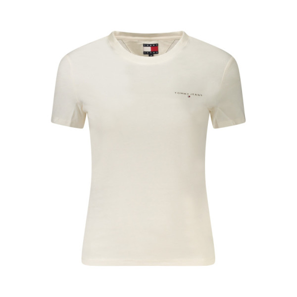 Tommy Hilfiger T-shirt Donna Bianca Maniche Corte con Girocollo, Stampa, Logo e 95% Cotone Rigenerativo