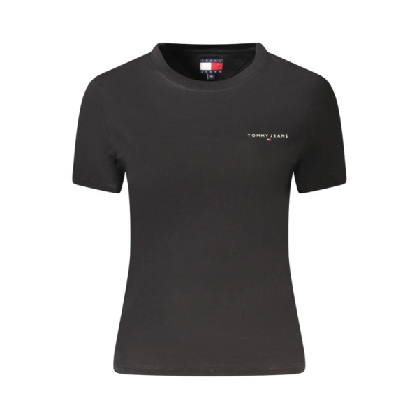 Tommy Hilfiger T-shirt Donna Nera Maniche Corte con Girocollo, Stampa, Logo e 95% Cotone Rigenerativo
