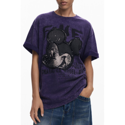 DESIGUAL T-SHIRT MANICHE CORTE DONNA VIOLA