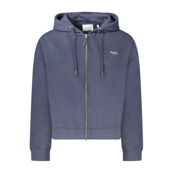 Pepe Jeans Felpa Zip Donna Blu Babi Hoodie Cappuccio Felpata - Maglia Maniche Lunghe Stampa Logo Sustainable Cotton Casual