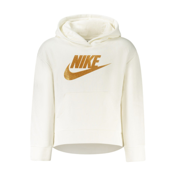 Felpa Nike bambina bianca senza zip – Girocollo con logo frontale – Stile sportivo e comfort quotidiano
