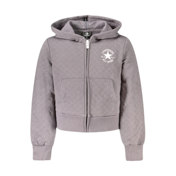 Felpa con zip Converse bambina grigia – Cappuccio e logo frontale – Stile sportivo e comfort quotidiano