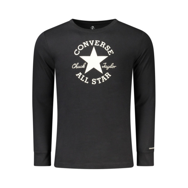 T-shirt Converse bambino nero – Maniche lunghe in cotone – Stile casual sportivo con logo frontale