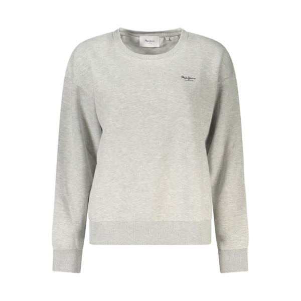 Pepe Jeans Felpa Donna Grigio Senza Zip Babi Felpata Girocollo - Maglia Maniche Lunghe Stampa Logo Organic Cotton Casual