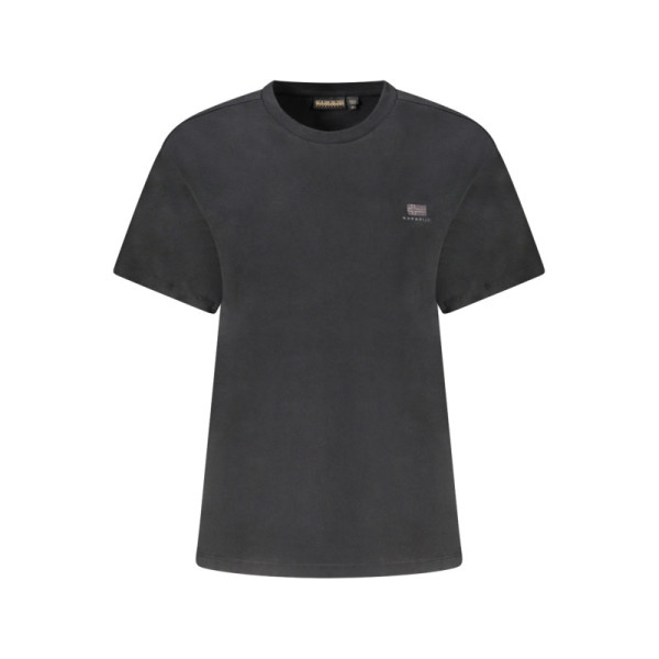 Napapijri T-Shirt Maniche Corte Donna Nero Loose Fit Girocollo - Maglia Ricamo Stampa Logo Casual Comfort Estiva Fashion