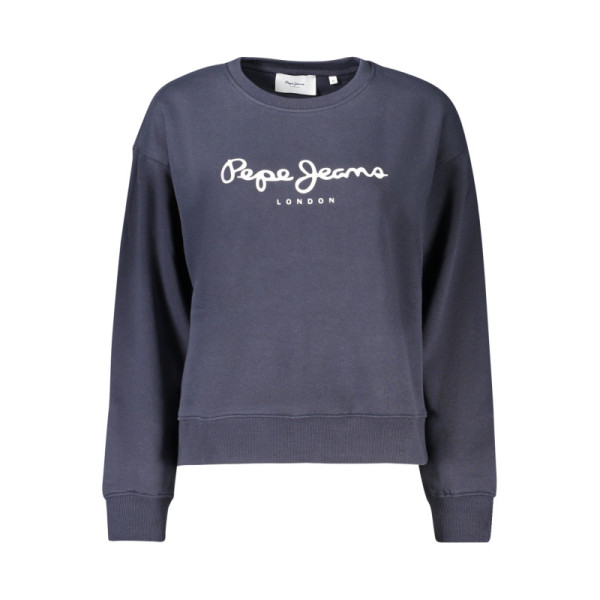 Pepe Jeans Felpa Donna Blu Senza Zip Felpata Girocollo - Maglia Maniche Lunghe Stampa Logo Organic Cotton Casual Comfort