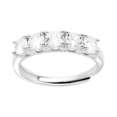 Anello Veretta con Cubic Zirconia Bianchi mm 4 in ARGENTO 925 Galvanica Rodio
