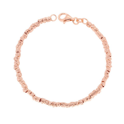 Bracciale con Cubetti martellati in ARGENTO 925 Galvanica Rosa