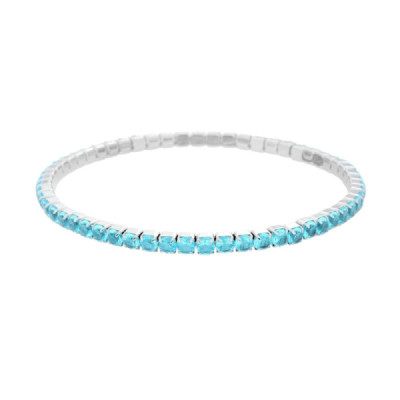 Bracciale Tennis Elastico con Crystal colore Acquamarina m 3 in ACCIAIO