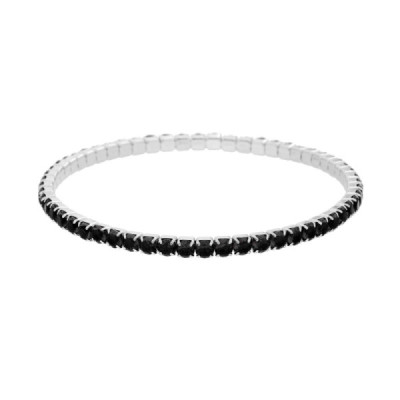 Bracciale Tennis Elastico con Crystal colore Nero m 3 in ACCIAIO