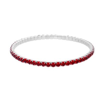 Bracciale Tennis Elastico con Crystal colore Rosso Rubino m 3 in ACCIAIO