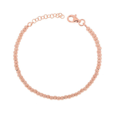 Bracciale Catena con Palline Satinate mm 3 in ARGENTO 925 Galvanica Rosa
