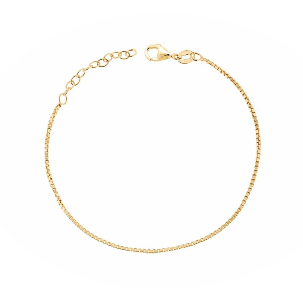Bracciale Catena Veneziana diamantata mm 1.3 in ARGENTO 925 Galvanica Oro