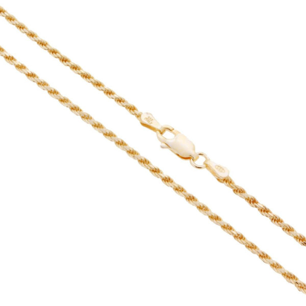Catena Corda Diamantata 040 sezione mm 1.9 lunghezza cm 60 in ARGENTO 925 Galvanica Oro