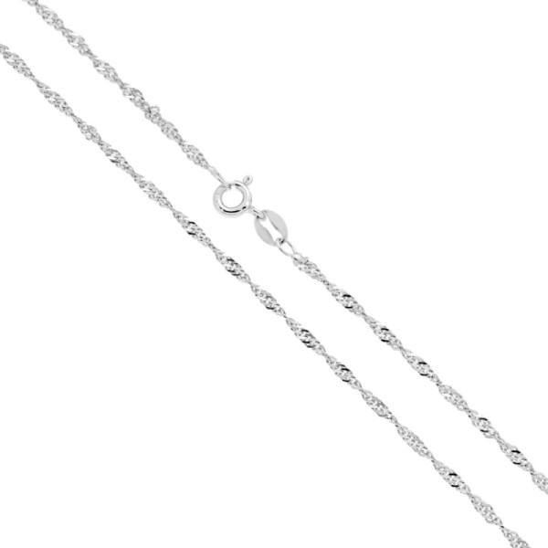 Catena Singapore Diamantata cm 50 sezione mm 1.9 in ARGENTO 925 Galvanica Rodio