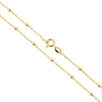 Catena Forzatina Diamantata 030 con Pallina liscia mm 2 lunghezza cm 40 in ARGENTO 925 Galvanica Oro
