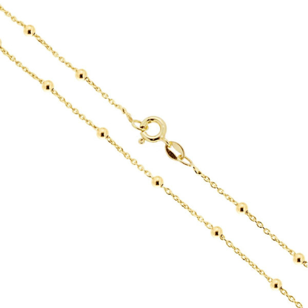Catena Forzatina Diamantata 030 con Pallina liscia mm 2 lunghezza cm 40 in ARGENTO 925 Galvanica Oro